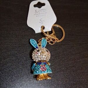 Sophiya Collection Gold and Blue Bunny Keychain